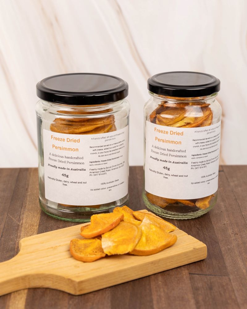 Freeze dried persimmon in two jars